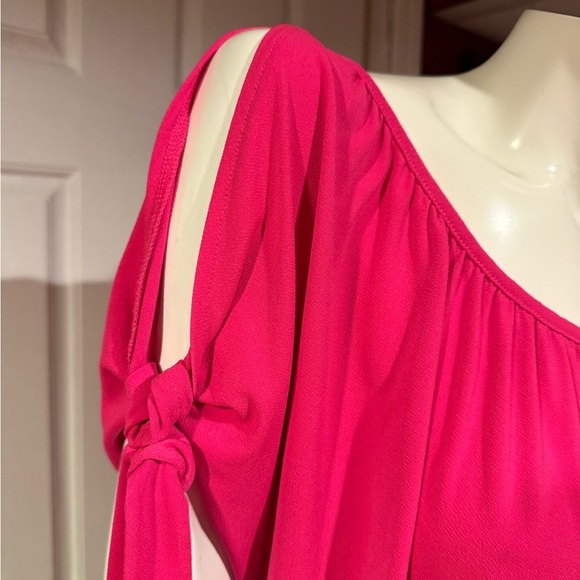 INC International Concepts Pink Asymmetrical Tie Front Blouse - Picture 2 of 4